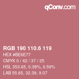 カラーコード: RGB 190 110.6 119 | qconv.com