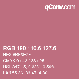 カラーコード: RGB 190 110.6 127.6 | qconv.com