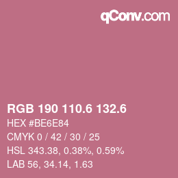 カラーコード: RGB 190 110.6 132.6 | qconv.com