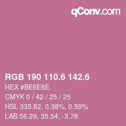 カラーコード: RGB 190 110.6 142.6 | qconv.com