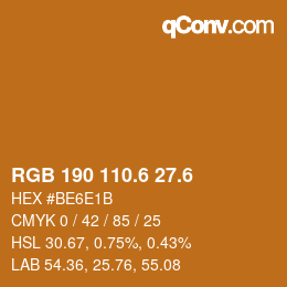 カラーコード: RGB 190 110.6 27.6 | qconv.com