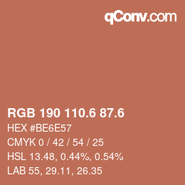 カラーコード: RGB 190 110.6 87.6 | qconv.com
