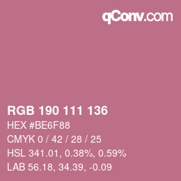 Farbcode: RGB 190 111 136 | qconv.com