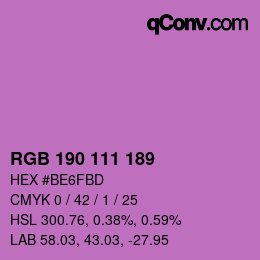 Código de color: RGB 190 111 189 | qconv.com