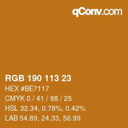 Color code: RGB 190 113 23 | qconv.com
