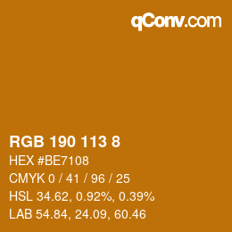 Color code: RGB 190 113 8 | qconv.com