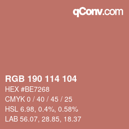 颜色代码: RGB 190 114 104 | qconv.com