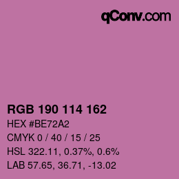 Color code: RGB 190 114 162 | qconv.com