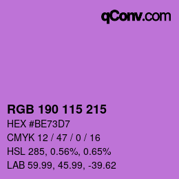Color code: RGB 190 115 215 | qconv.com