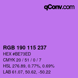 Color code: RGB 190 115 237 | qconv.com