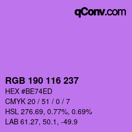 Color code: RGB 190 116 237 | qconv.com