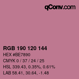 Color code: RGB 190 120 144 | qconv.com