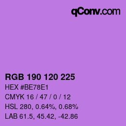 Color code: RGB 190 120 225 | qconv.com