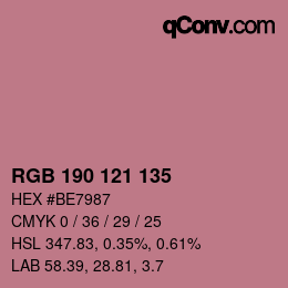 Color code: RGB 190 121 135 | qconv.com