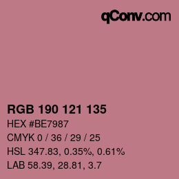 Color code: RGB 190 121 135 | qconv.com