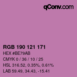 颜色代码: RGB 190 121 171 | qconv.com