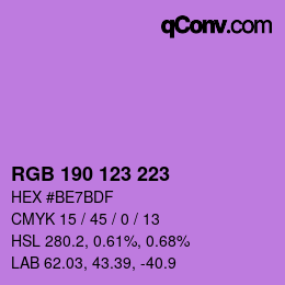 Color code: RGB 190 123 223 | qconv.com