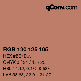 カラーコード: RGB 190 125 105 | qconv.com