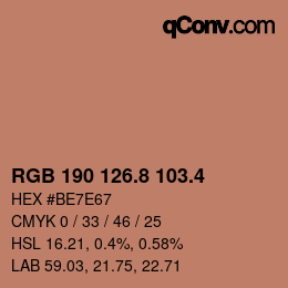 カラーコード: RGB 190 126.8 103.4 | qconv.com