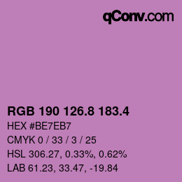 カラーコード: RGB 190 126.8 183.4 | qconv.com