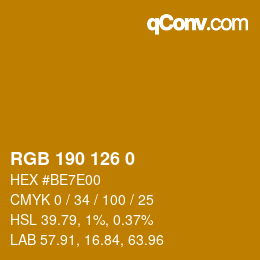 カラーコード: RGB 190 126 0 | qconv.com