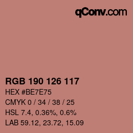 颜色代码: RGB 190 126 117 | qconv.com