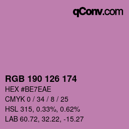 Color code: RGB 190 126 174 | qconv.com