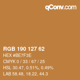 カラーコード: RGB 190 127 62 | qconv.com
