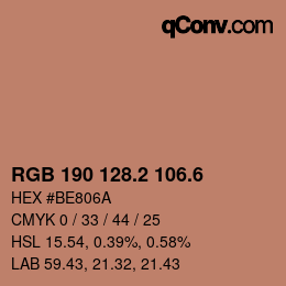 カラーコード: RGB 190 128.2 106.6 | qconv.com