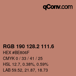 カラーコード: RGB 190 128.2 111.6 | qconv.com