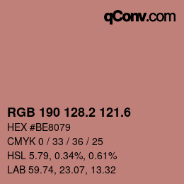 カラーコード: RGB 190 128.2 121.6 | qconv.com