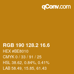 カラーコード: RGB 190 128.2 16.6 | qconv.com