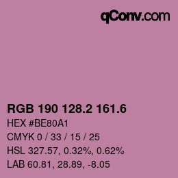カラーコード: RGB 190 128.2 161.6 | qconv.com