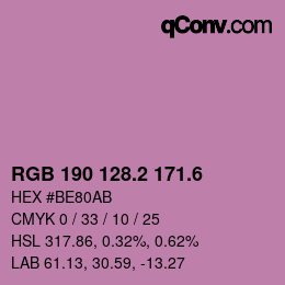 カラーコード: RGB 190 128.2 171.6 | qconv.com