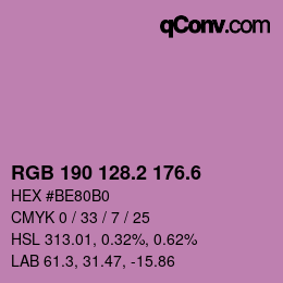 カラーコード: RGB 190 128.2 176.6 | qconv.com