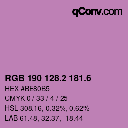 カラーコード: RGB 190 128.2 181.6 | qconv.com