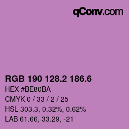 カラーコード: RGB 190 128.2 186.6 | qconv.com