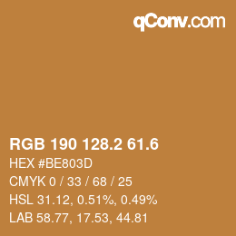 カラーコード: RGB 190 128.2 61.6 | qconv.com