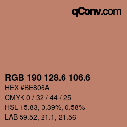 カラーコード: RGB 190 128.6 106.6 | qconv.com