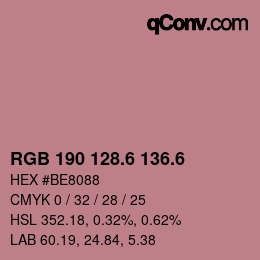 カラーコード: RGB 190 128.6 136.6 | qconv.com