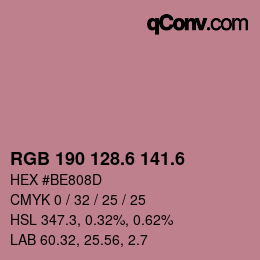カラーコード: RGB 190 128.6 141.6 | qconv.com