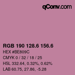 カラーコード: RGB 190 128.6 156.6 | qconv.com