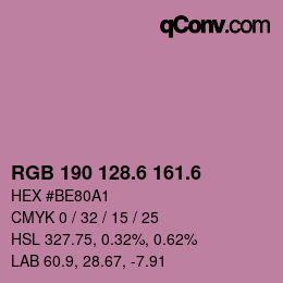 カラーコード: RGB 190 128.6 161.6 | qconv.com