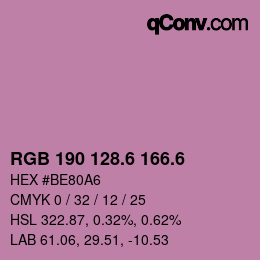 カラーコード: RGB 190 128.6 166.6 | qconv.com