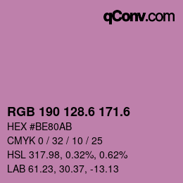 カラーコード: RGB 190 128.6 171.6 | qconv.com