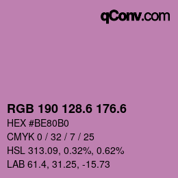 カラーコード: RGB 190 128.6 176.6 | qconv.com