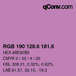 カラーコード: RGB 190 128.6 181.6 | qconv.com