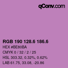 カラーコード: RGB 190 128.6 186.6 | qconv.com