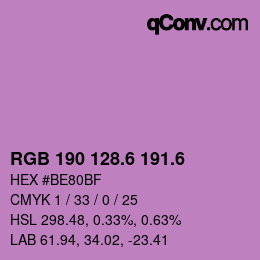 カラーコード: RGB 190 128.6 191.6 | qconv.com