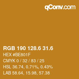 カラーコード: RGB 190 128.6 31.6 | qconv.com